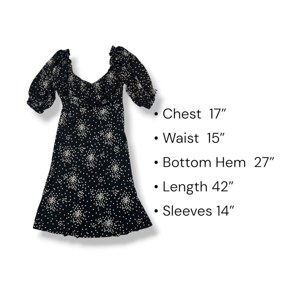 By Anthropologie Juliet Heart Puff Sleeve Dress Black L Dark Coquette Milkmaid - Picture 3 of 9